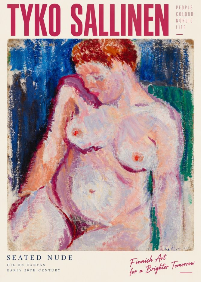 Tyko Sallinen Seated Nude No3 - Affiche