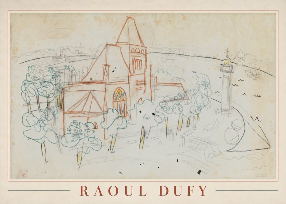 Raoul Dufy Coastal Church and Lighthouse No1 - Affiche