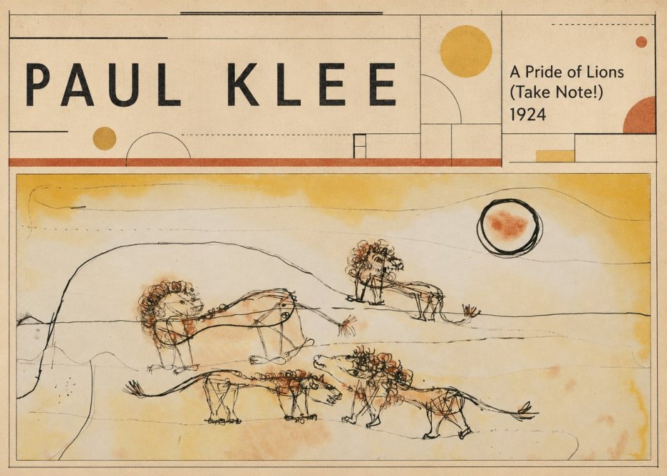 Paul Klee A Pride of Lions (Take Note!) No3 - Affiche