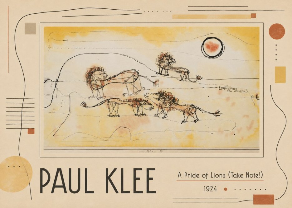 Paul Klee A Pride of Lions (Take Note!) No5 - Affiche