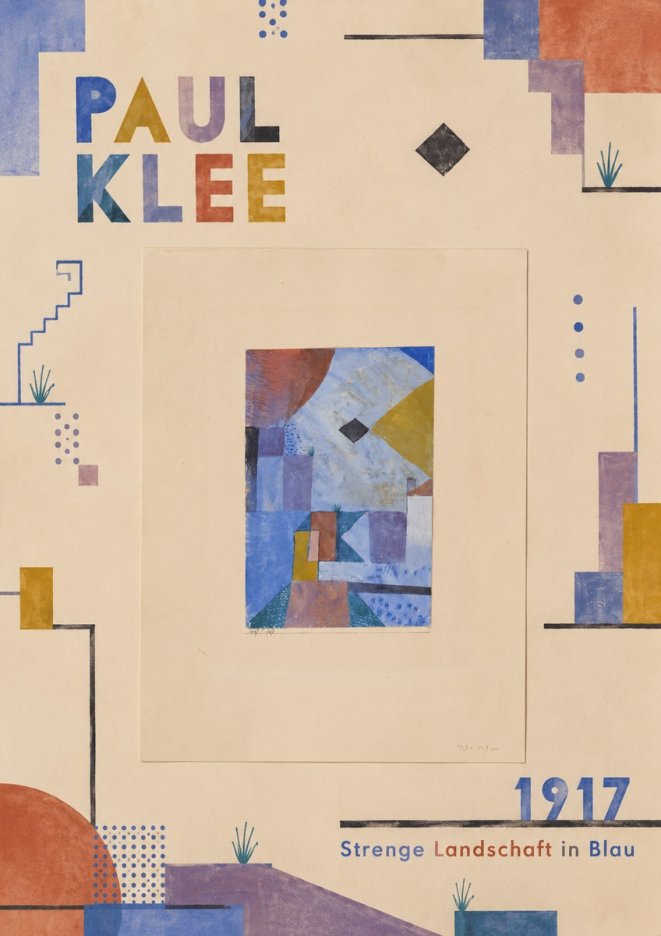 Paul Klee Strenge Landschaft in Blau No6 - Affiche