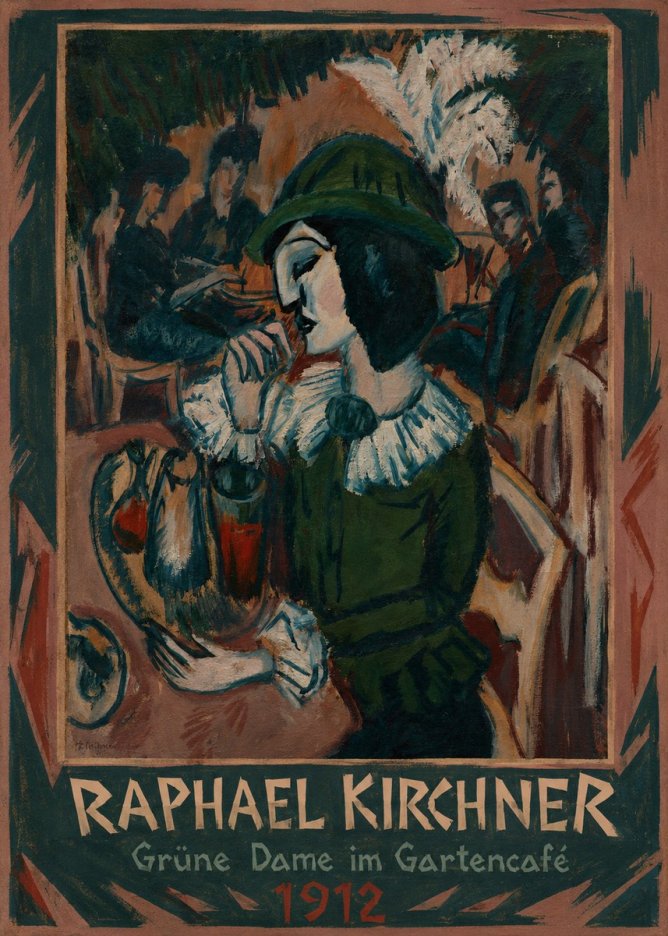 Raphael Kirchner Grüne Dame Im Gartencafé No1 - Affiche