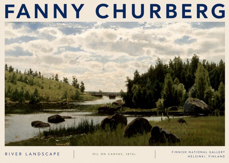 Fanny Churberg River Landscape No3 - Affiche