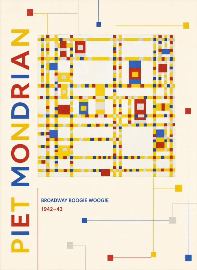 Piet Mondrian Broadway Boogie Woogie No3 - Affiche