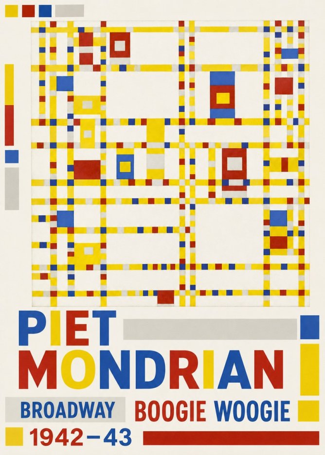 Piet Mondrian Broadway Boogie Woogie No5 - Affiche