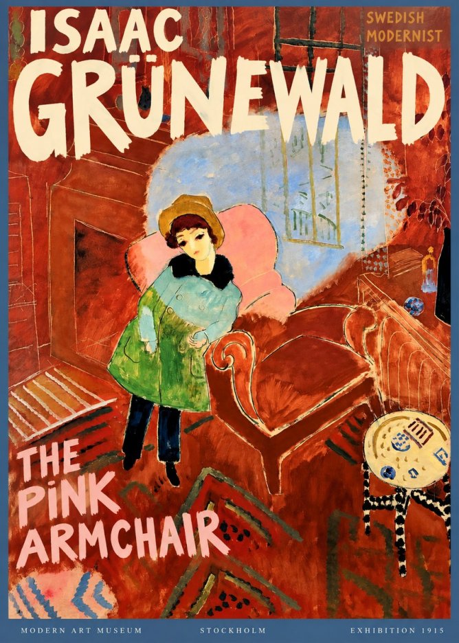 Isaac Grünewald Interior with Young Girl No3 - Affiche