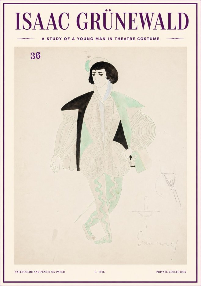Isaac Grünewald A Study of a Young Man in Theatre Costume No1 - Affiche