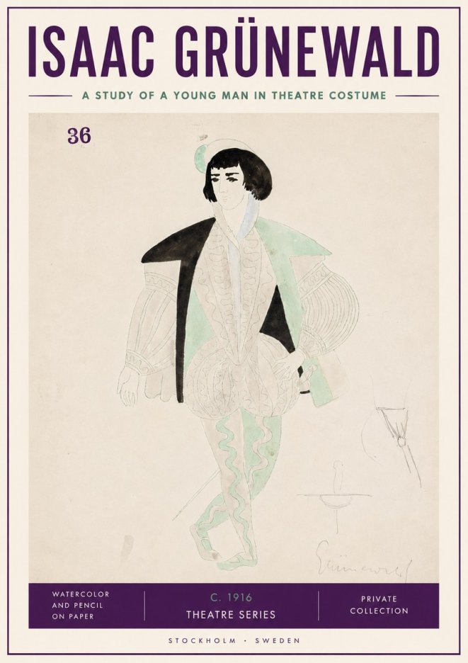 Isaac Grünewald A Study of a Young Man in Theatre Costume No3 - Affiche