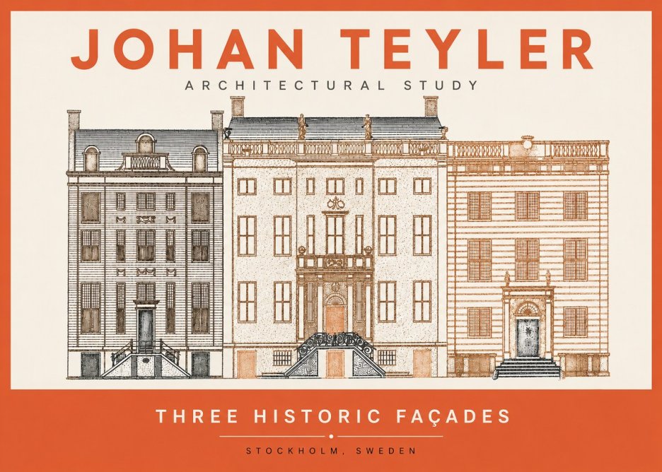 Johan Teyler Architectural Study - Three Historic Façades No2 - Affiche