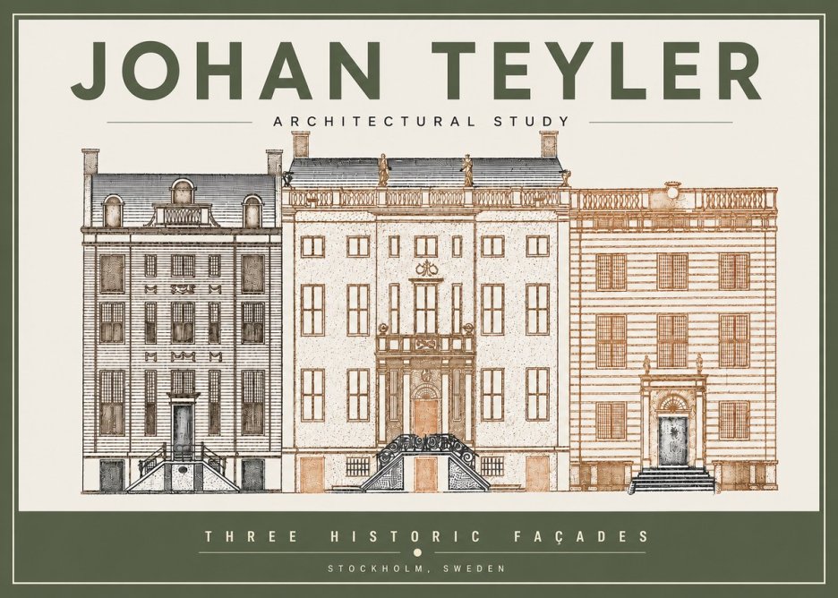 Johan Teyler Architectural Study - Three Historic Façades No3 - Affiche