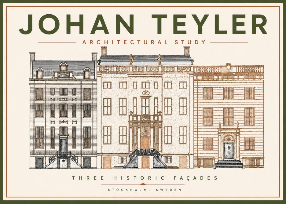 Johan Teyler Architectural Study - Three Historic Façades No5 - Affiche