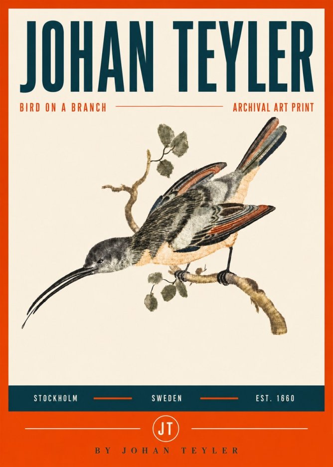 Johan Teyler Bird on a Branch No5 - Affiche