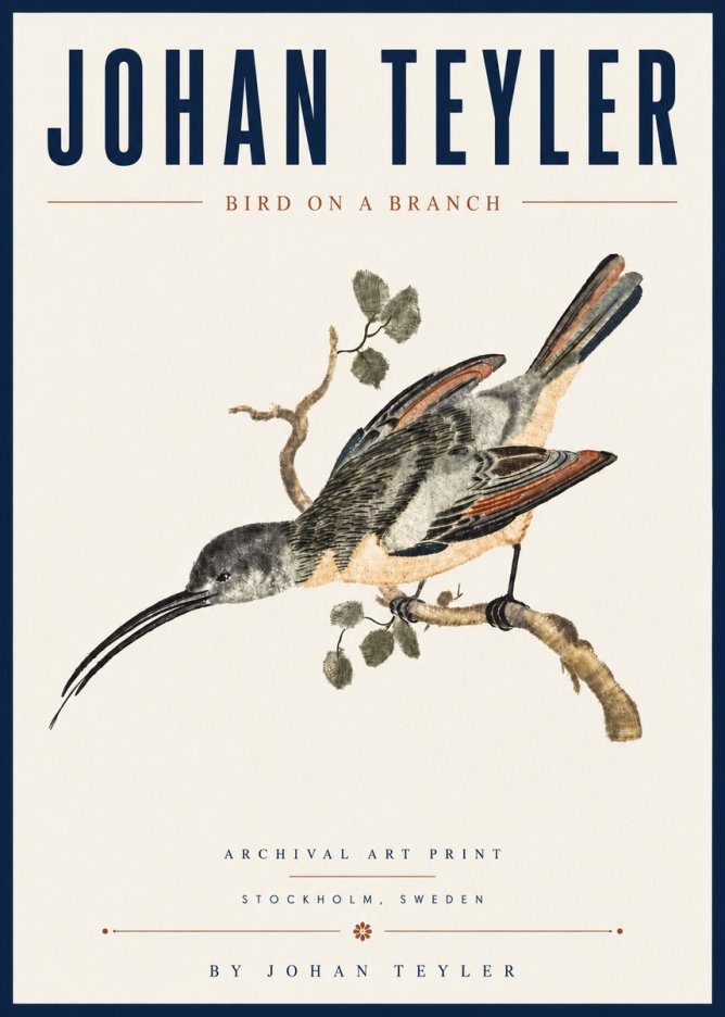 Johan Teyler Bird on a Branch No6 - Affiche