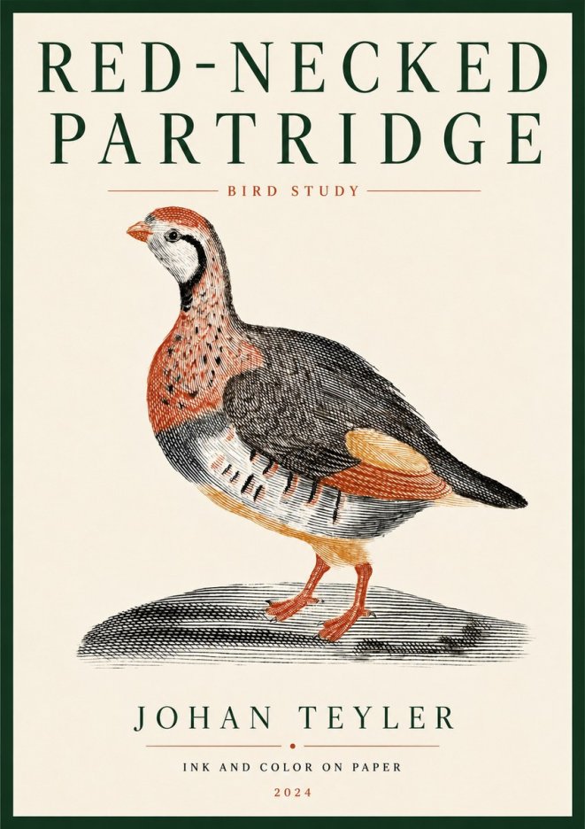 Johan Teyler Red-necked Partridge No4 - Affiche