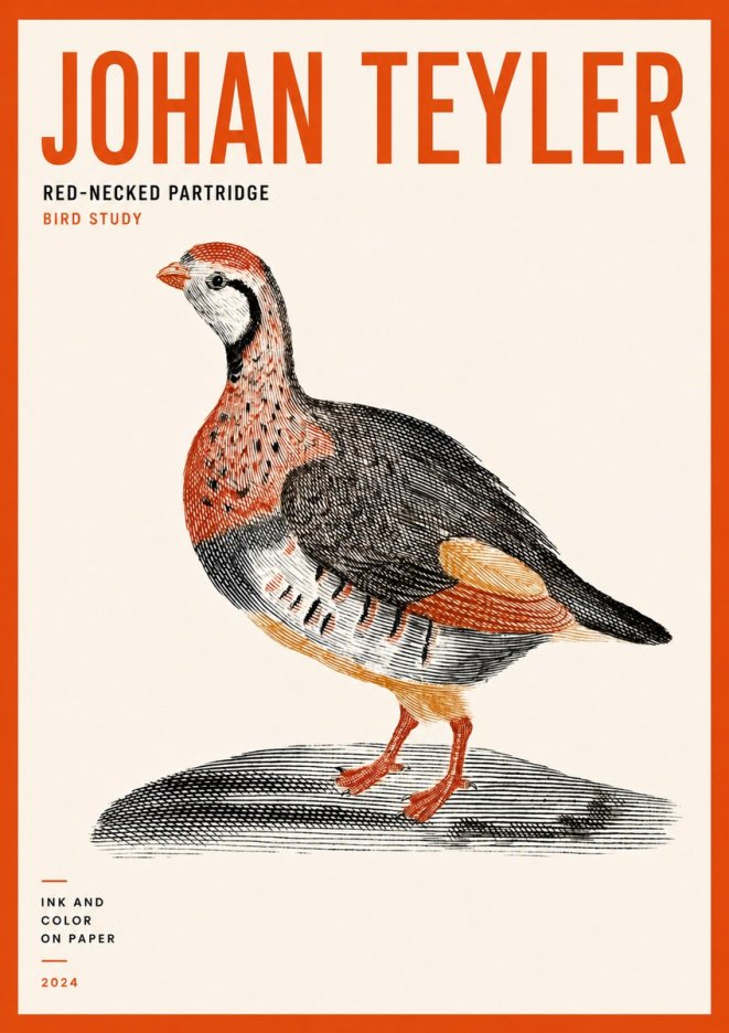 Johan Teyler Red-necked Partridge No5 - Affiche