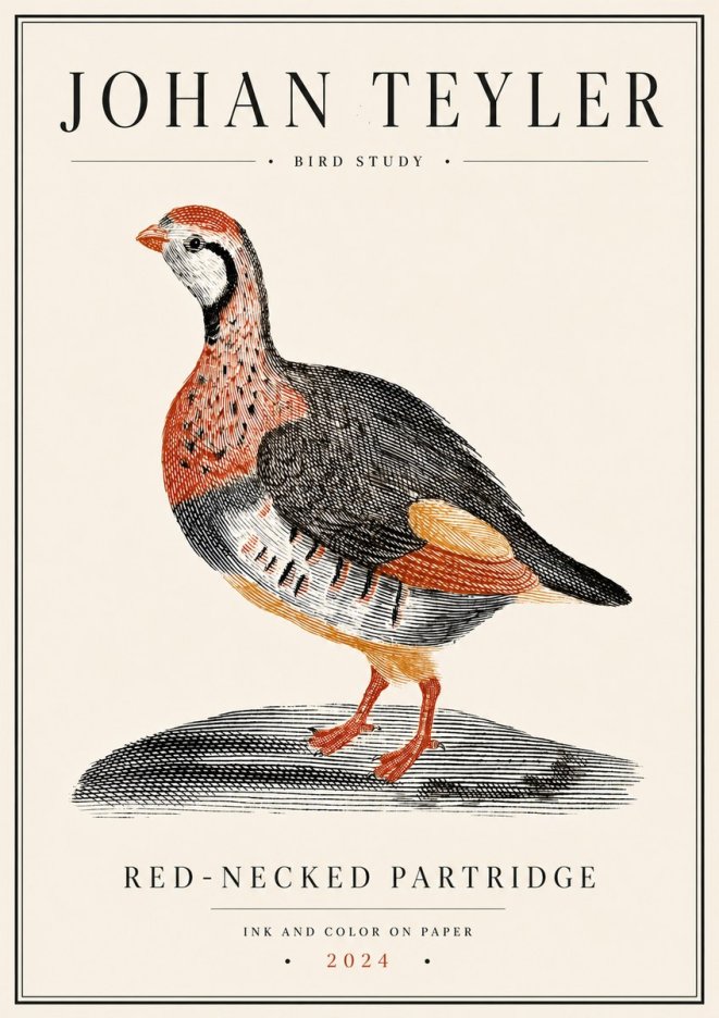 Johan Teyler Red-necked Partridge No6 - Affiche