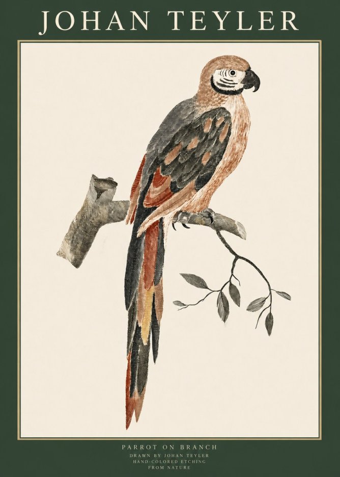 Johan Teyler Parrot on Branch No1 - Affiche
