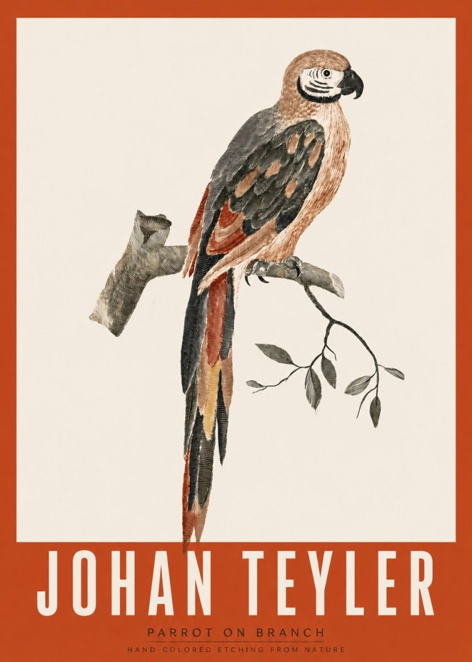 Johan Teyler Parrot on Branch No2 - Affiche