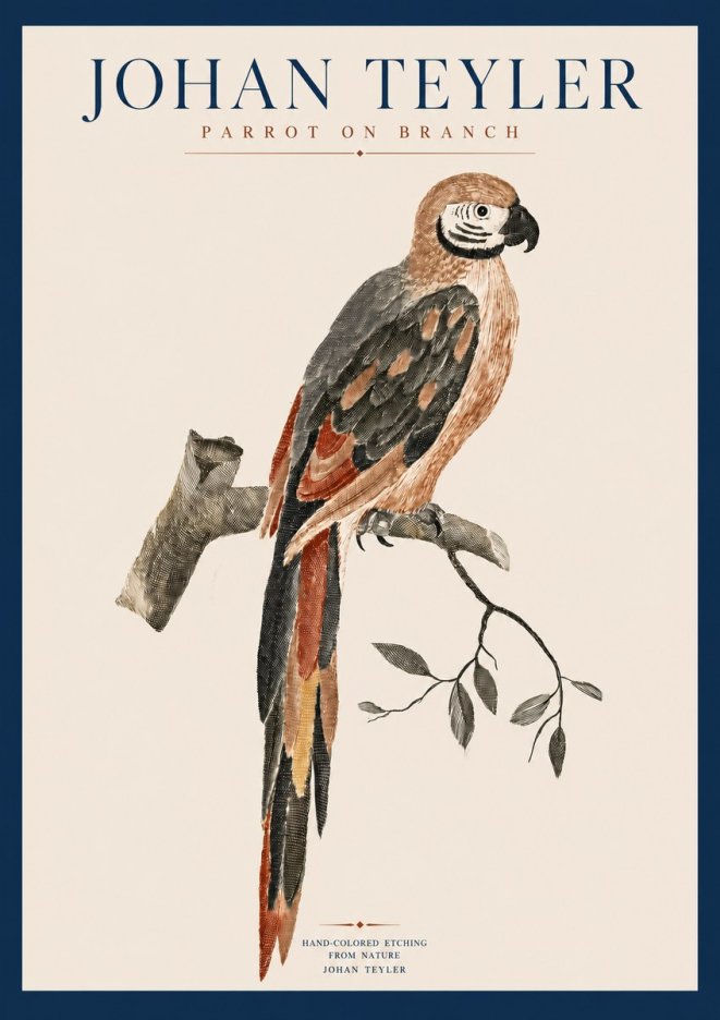 Johan Teyler Parrot on Branch No3 - Affiche