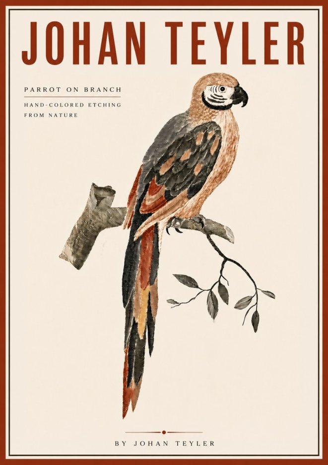 Johan Teyler Parrot on Branch No6 - Affiche