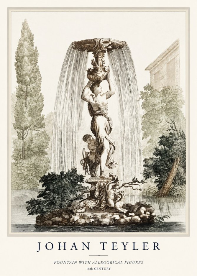 Johan Teyler Fountain with Allegorical Figures No1 - Affiche