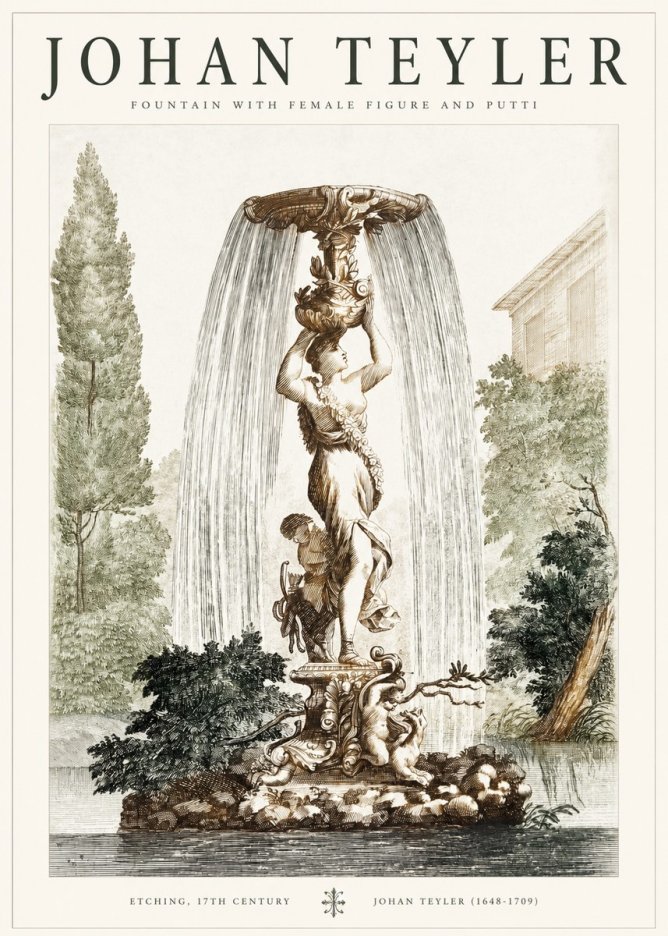 Johan Teyler Fountain with Allegorical Figures No2 - Affiche
