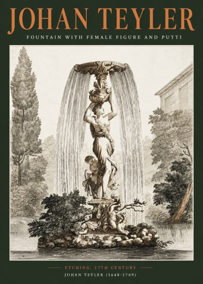 Johan Teyler Fountain with Allegorical Figures No3 - Affiche