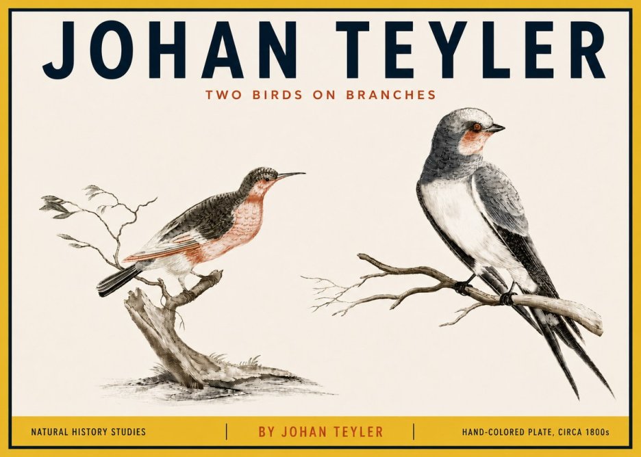 Johan Teyler Two Birds on Branches No5 - Affiche