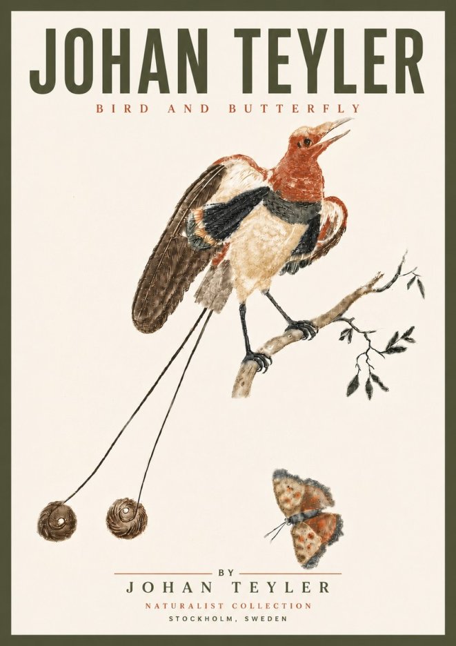 Johan Teyler Bird and Butterfly No6 - Affiche