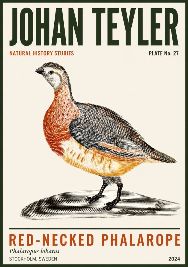 Johan Teyler Red-necked Phalarope No3 - Affiche