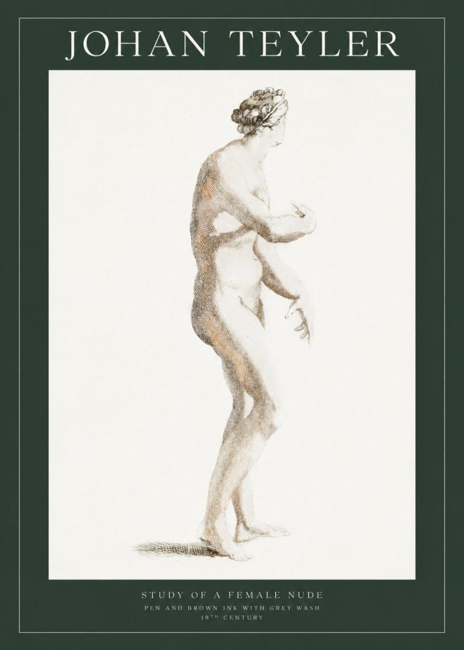 Johan Teyler Study of a Female Nude No1 - Affiche