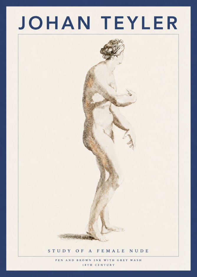 Johan Teyler Study of a Female Nude No3 - Affiche