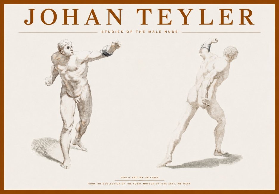 Johan Teyler Studies of the Male Nude No1 - Affiche