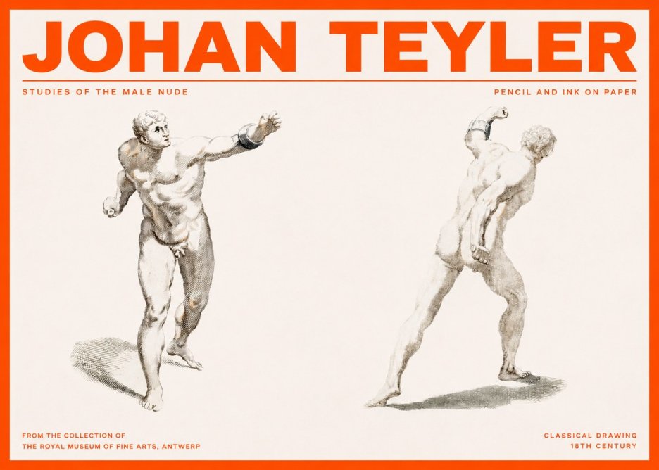 Johan Teyler Studies of the Male Nude No2 - Affiche