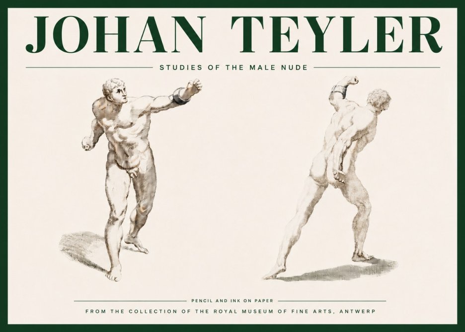 Johan Teyler Studies of the Male Nude No4 - Affiche