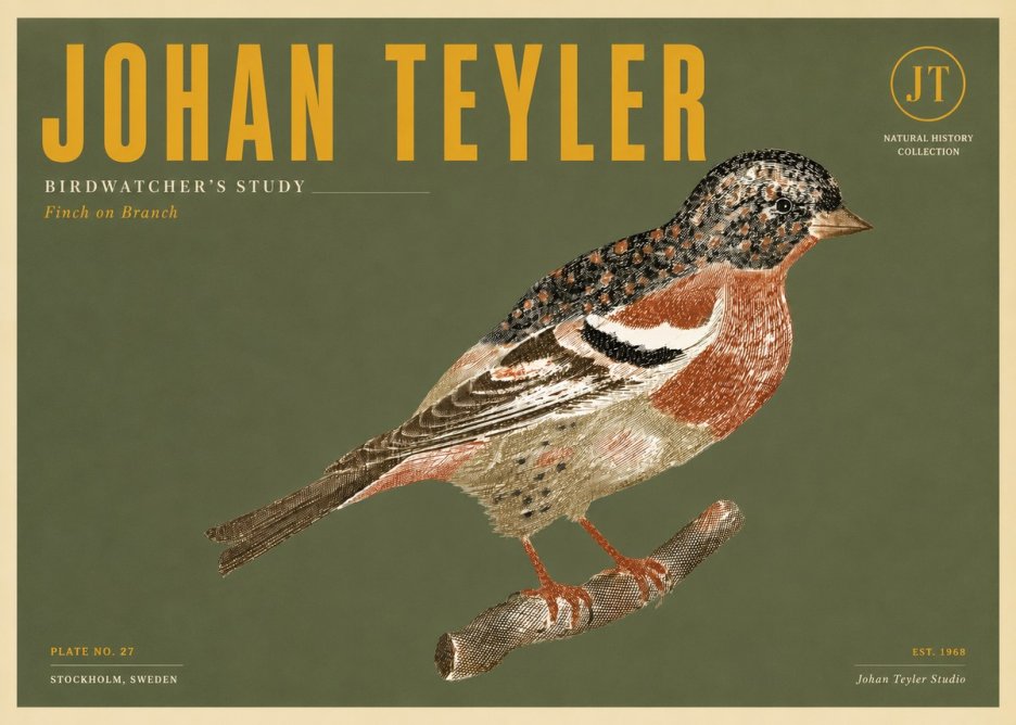 Johan Teyler Finch on Branch No5 - Affiche