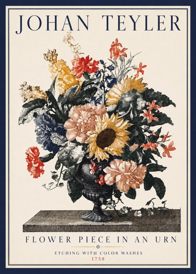 Johan Teyler Flower Piece in an Urn I No3 - Affiche