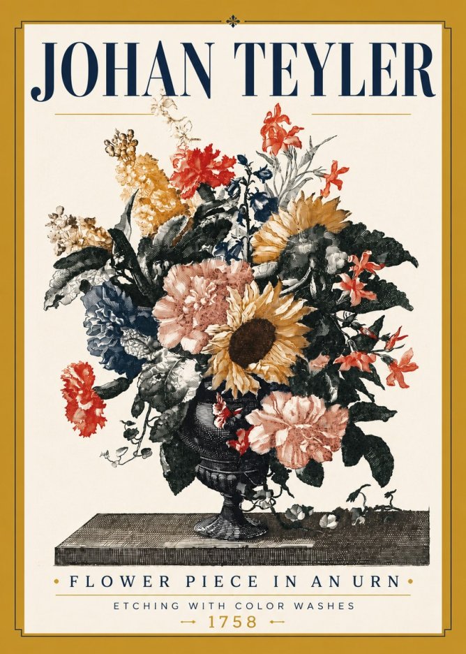 Johan Teyler Flower Piece in an Urn I No5 - Affiche