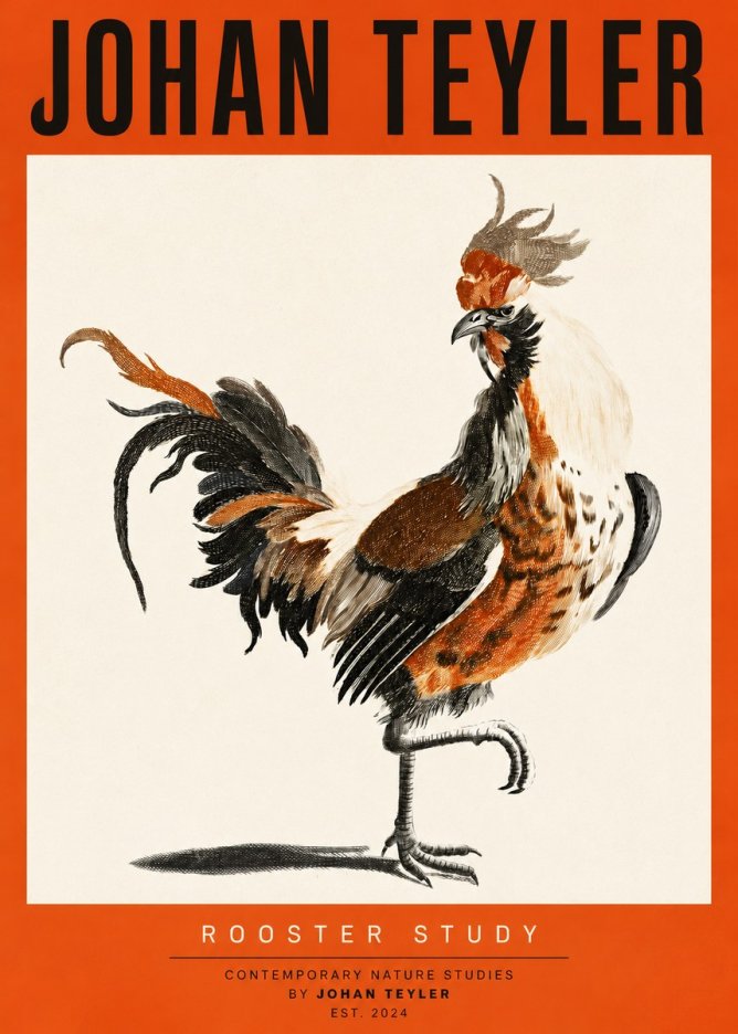 Johan Teyler Rooster Study No2 - Affiche