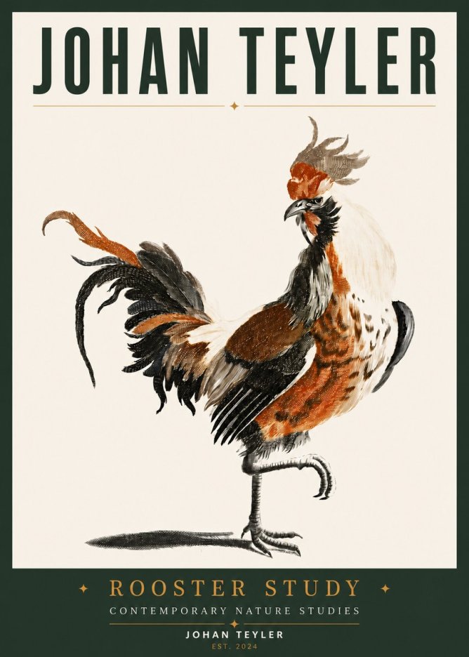 Johan Teyler Rooster Study No3 - Affiche