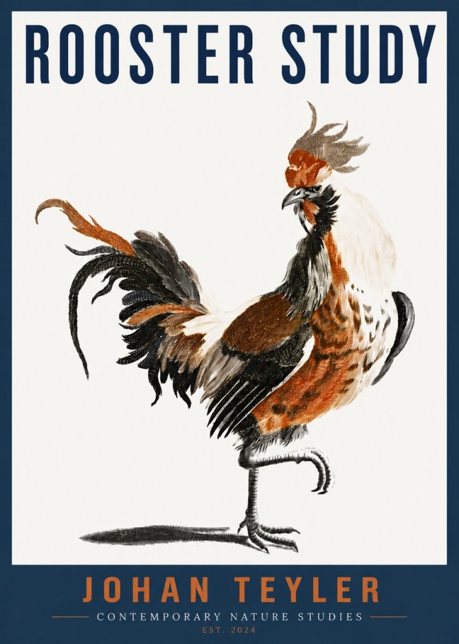 Johan Teyler Rooster Study No4 - Affiche