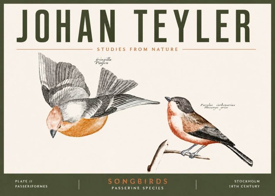 Johan Teyler Songbirds - Plate Ii No5 - Affiche
