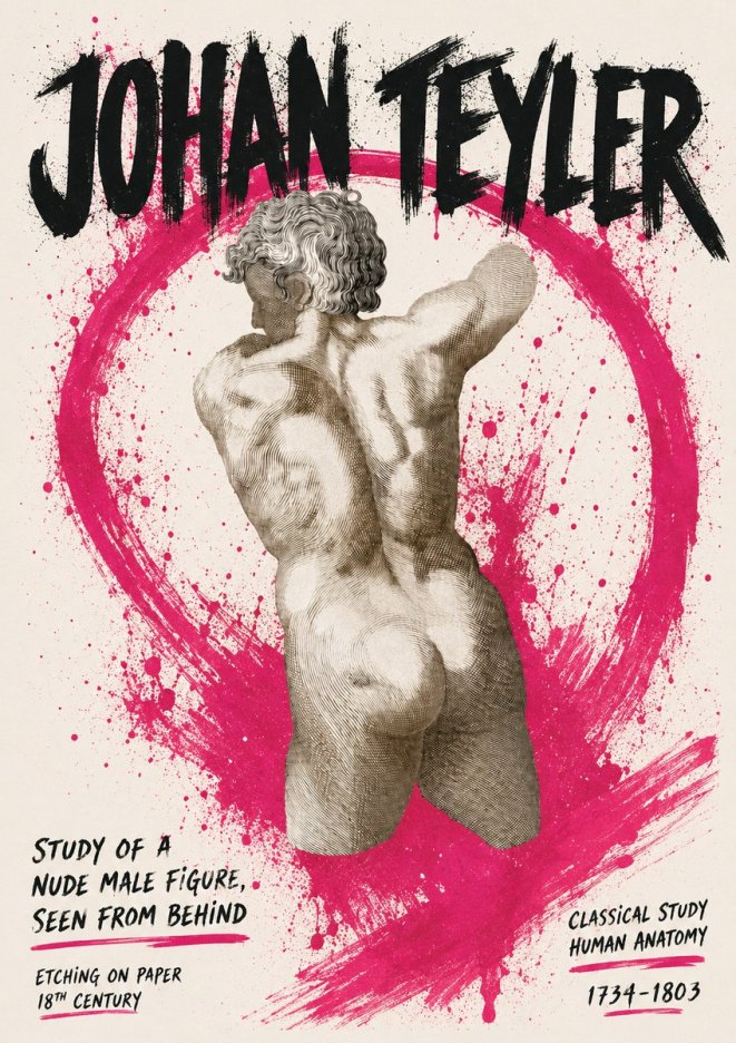 Johan Teyler Study of a Nude Male Figure, Seen from Behind No5 - Affiche