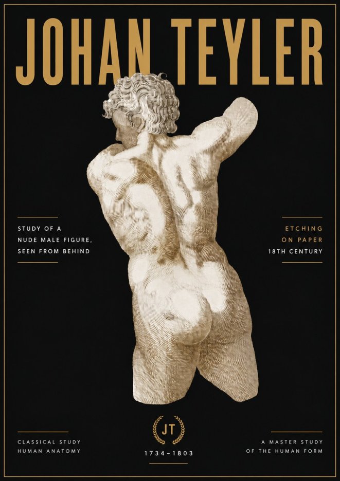 Johan Teyler Study of a Nude Male Figure, Seen from Behind No6 - Affiche