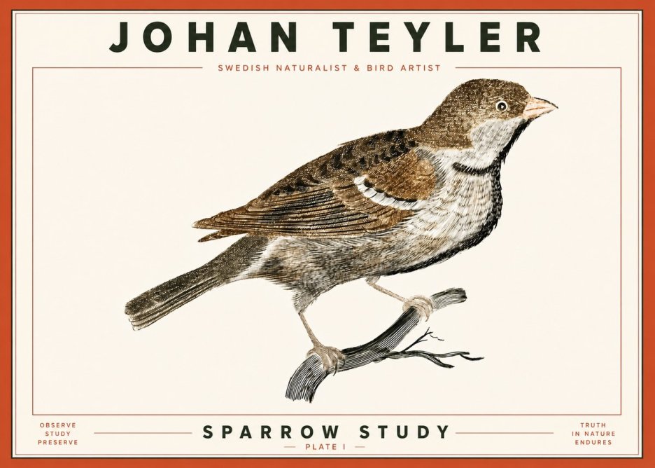 Johan Teyler Sparrow Study No4 - Affiche