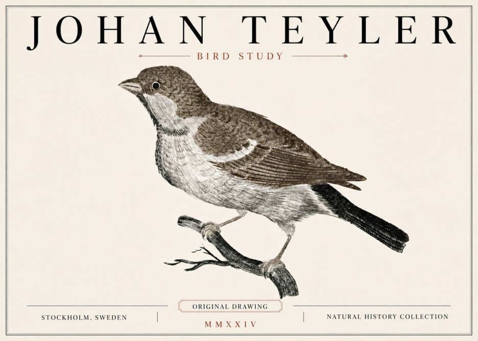 Johan Teyler Bird Study II No6 - Affiche