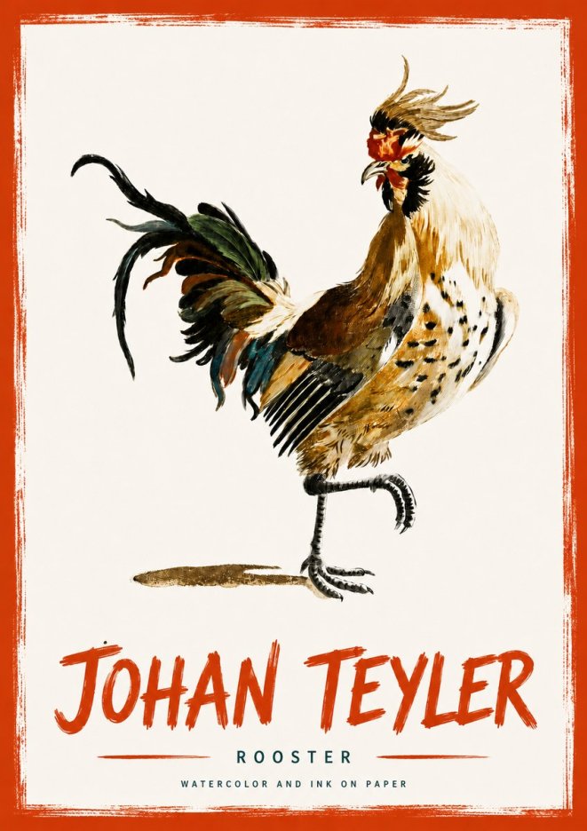 Johan Teyler Rooster No4 - Affiche
