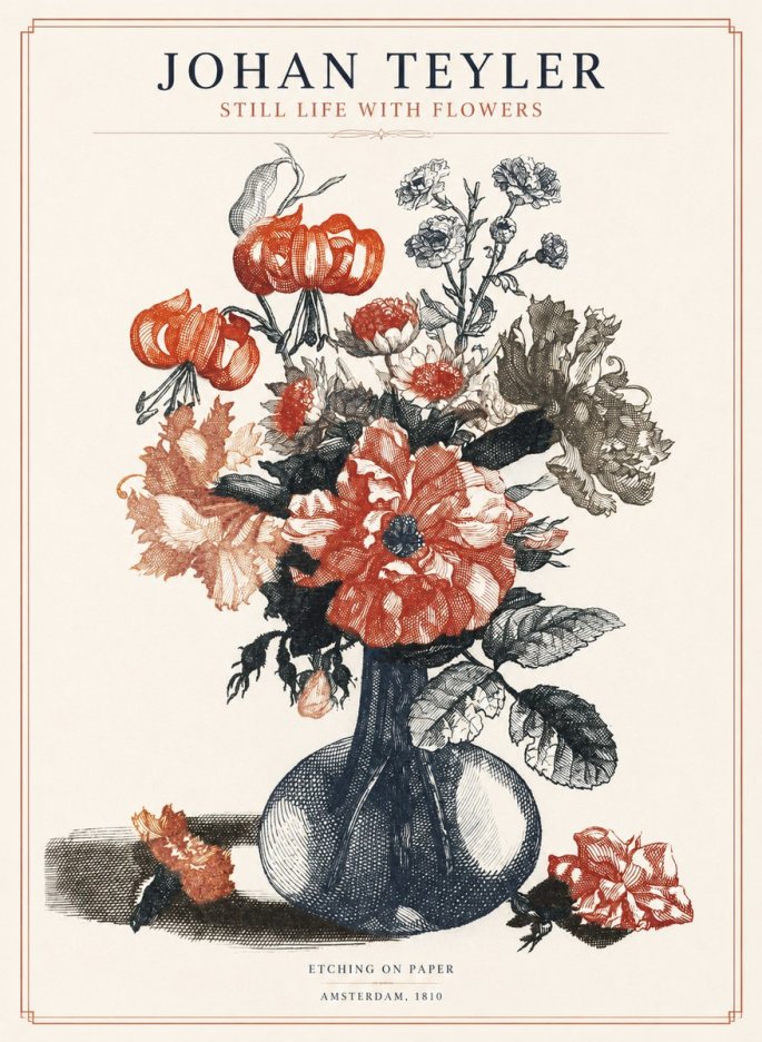 Johan Teyler Still Life with Flowers No1 - Affiche