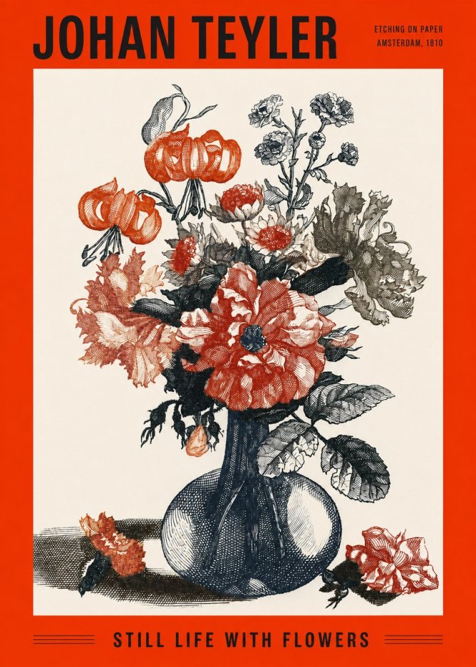 Johan Teyler Still Life with Flowers No2 - Affiche