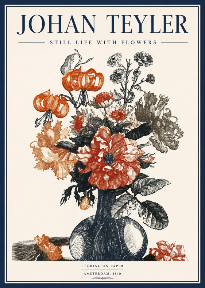 Johan Teyler Still Life with Flowers No3 - Affiche